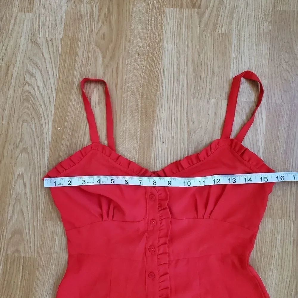 TOPSHOP Red Ruffle Button Down Slipdress Sz 2 - Picture 9 of 11